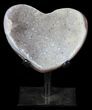 Polished, Agate Heart with Druzy Quartz - Metal Stand #62822-1
